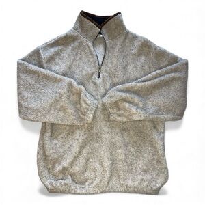Timberline Colorado Cozy Quarter Zip-Up Pullover Sweater in Light Gray/Cream
